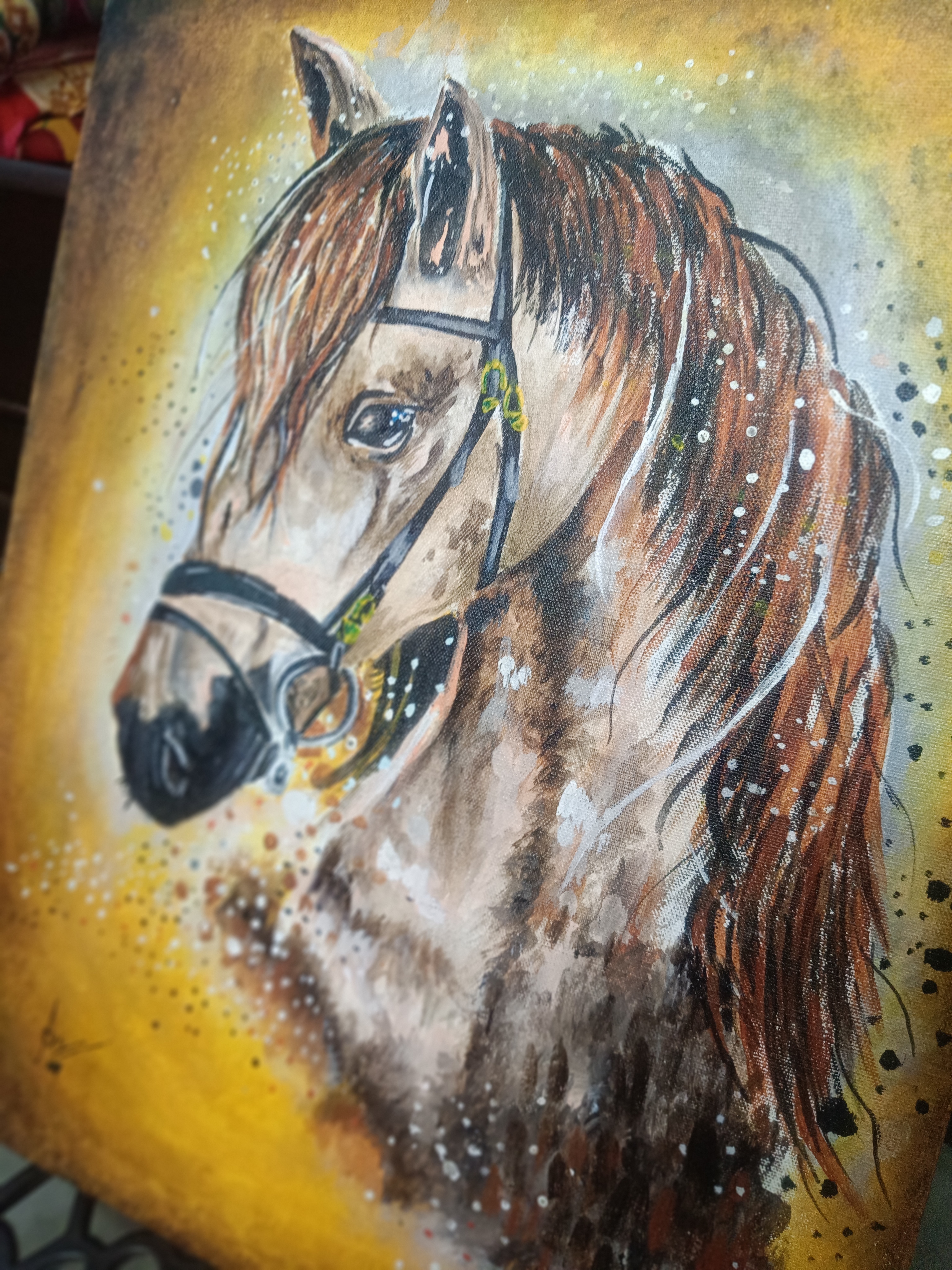 A beautiful horse with acrylic paint